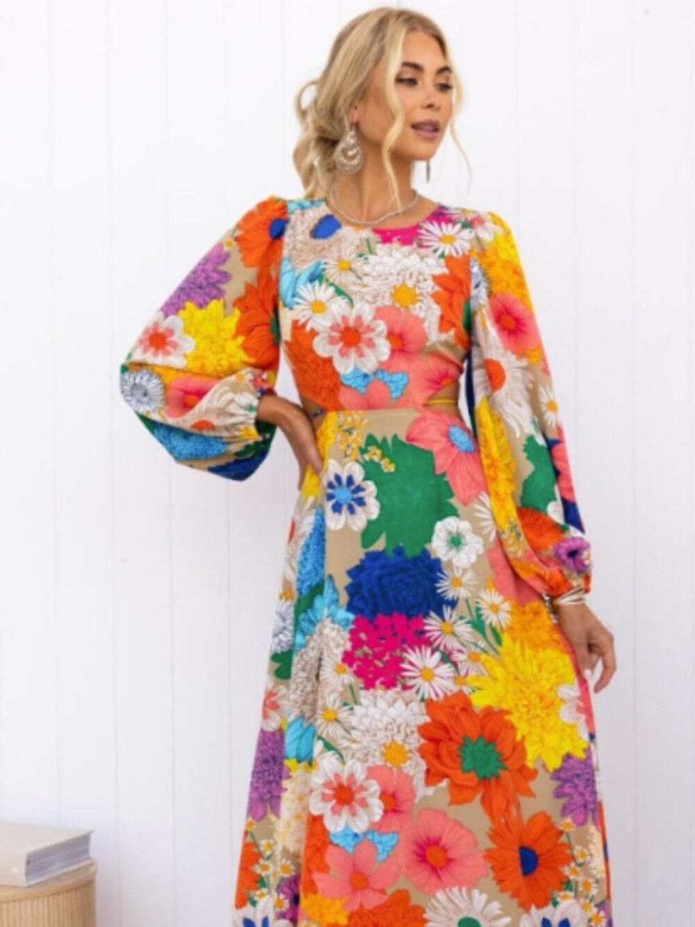 TOPERTH: Open Back & Elastic, Floral Print Maxi Dress - L/XL : Wedding Guest